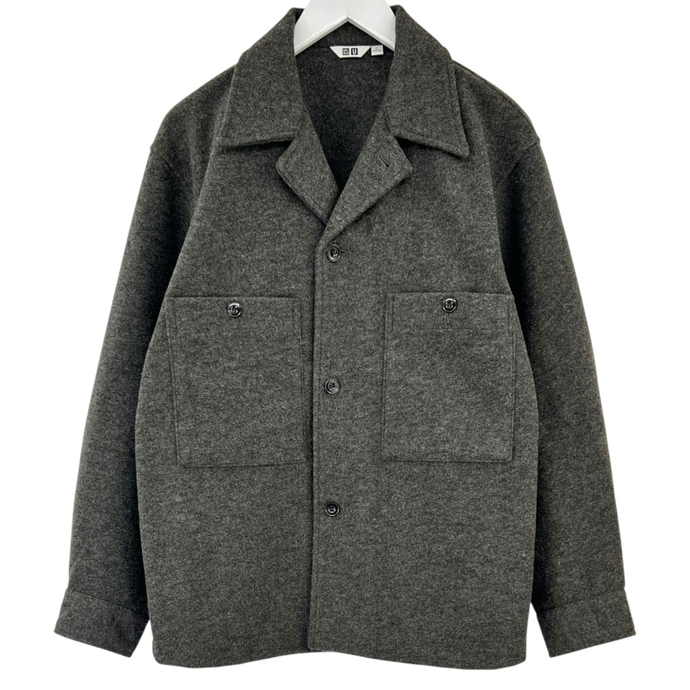 Lemaire x Uniqlo U Charcoal Gray Oversized Unlined Wool Blend Shirt Jacket sz S